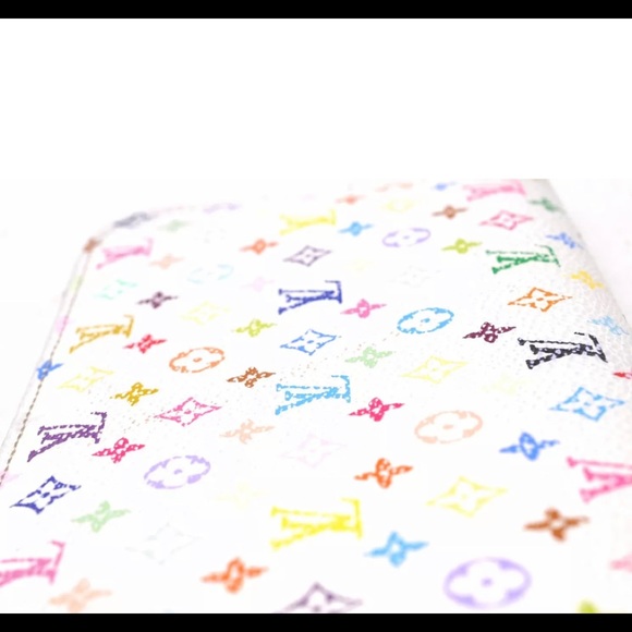 Louis Vuitton White Multicolor Takashi Murakami Zippy Wallet Authentic - Picture 7 of 12